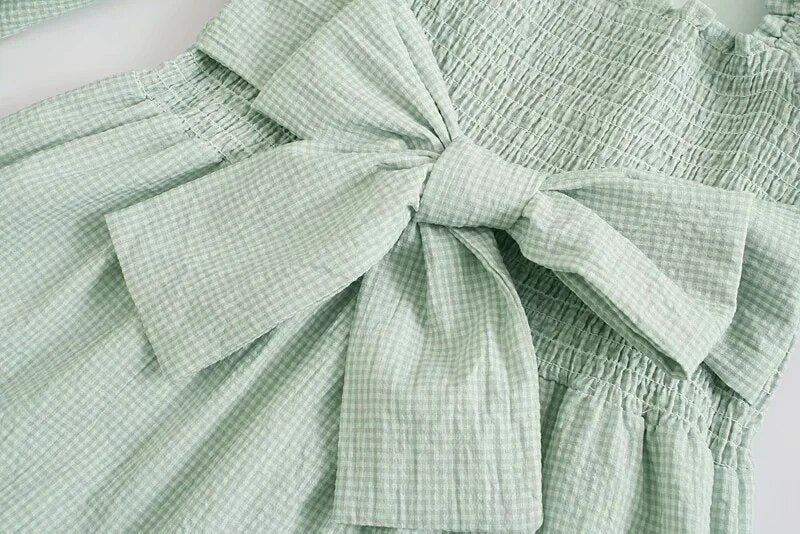 Puff Sleeve Smocked Sage Green Dress