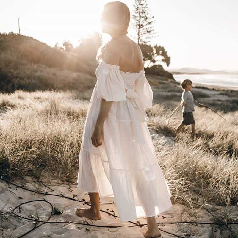 Puff Sleeve Smocked White Dress