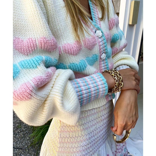 Pink and Blue Heart Cardigan